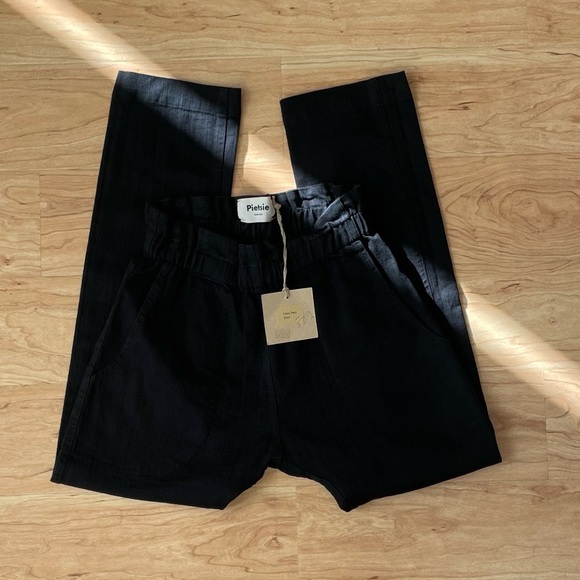 PIETSIE Drop Crotch Paper Bag Uzes Pant Black Harem Slouchy Slim Leg Crop XS - Picture 3 of 8